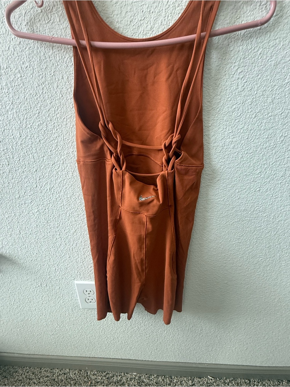 Nike Rust Orange Braided-Back Jumpsuit